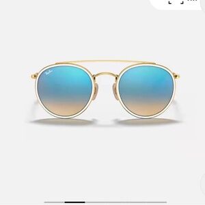 Blue Frame Round Double Bridge Ray Bans